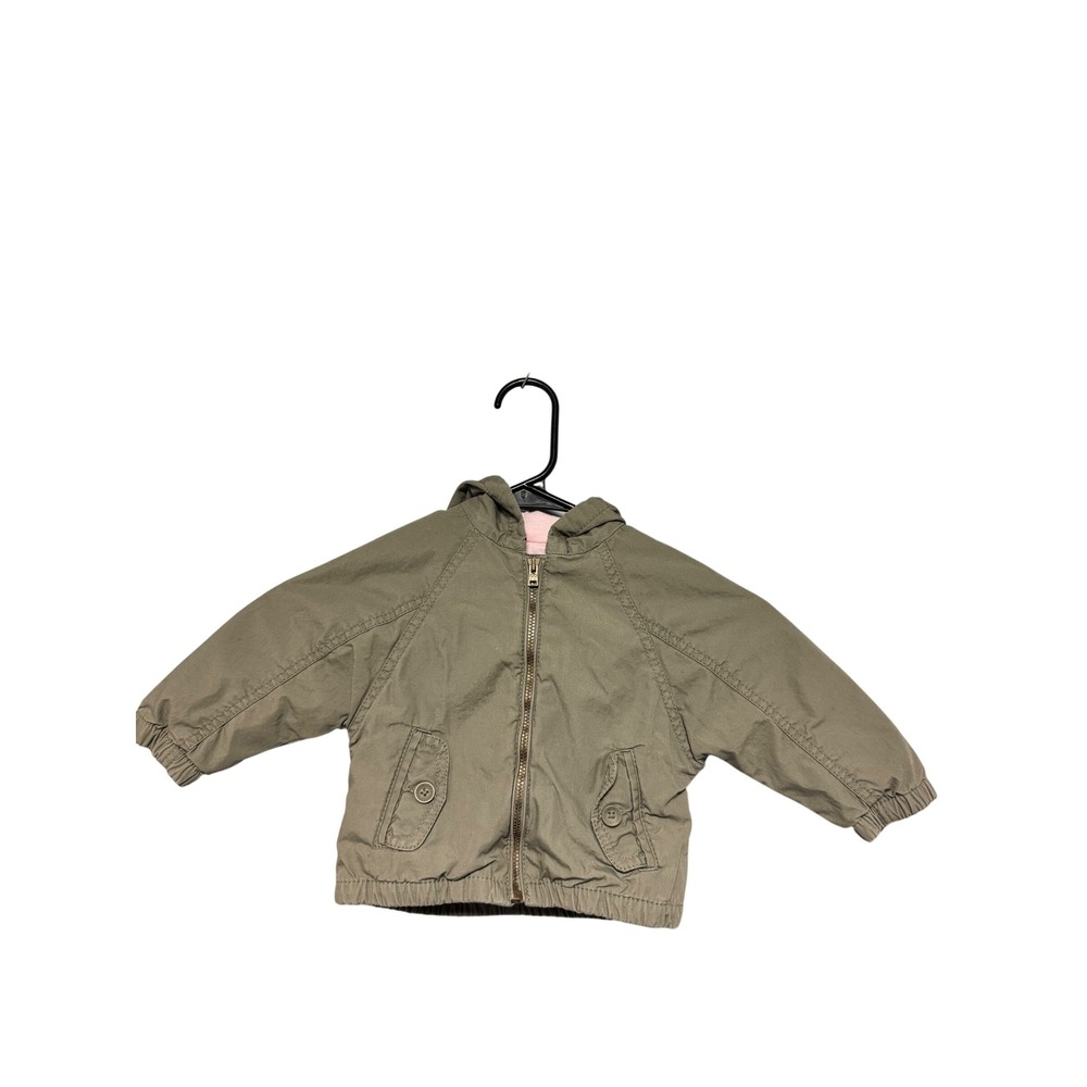 Little 77 American Eagle Baby‎ Girls Olive Green Hooded Zip Bomber Jacket 6-12M
